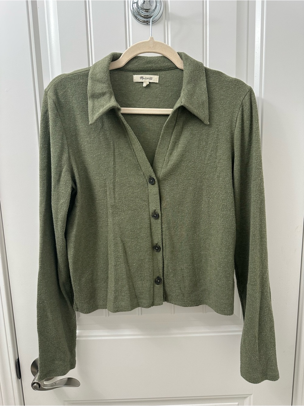 Madewell Olive Green Button-Front Knit Shirt